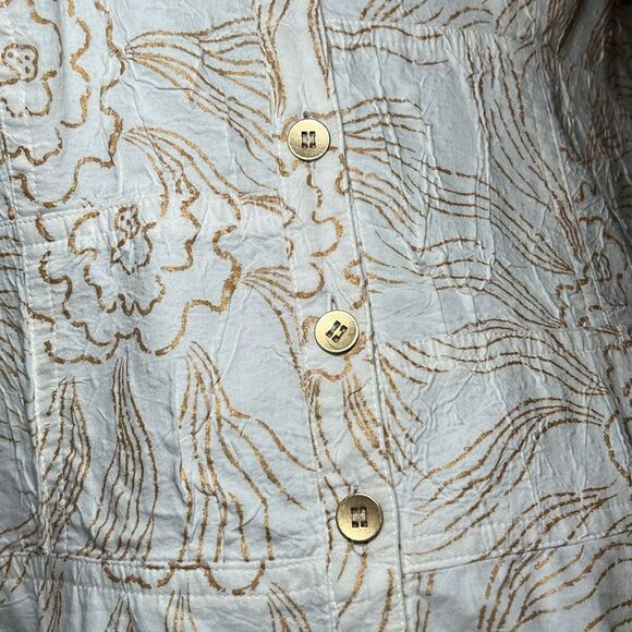 Kay Unger 100% Cotton Cap Sleeve White Gold Midi Summer Romantic Dress Sz 6 - Picture 10 of 13